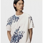 LOUIS VUITTON コットン ピケ Tシャツ 白 ブルー 半袖 トップス 1AFAYG