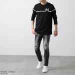 モンクレール カットソー メンズ Mモチーフ クルーネック ロンT 長袖Tシャツ ロゴ 8D00003 8390T