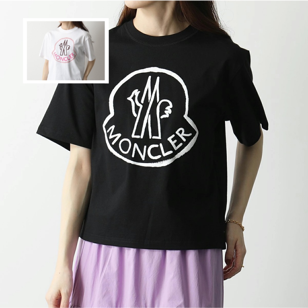 モンクレール 半袖 Tシャツ レディース クルーネック コットン カットソー ロゴT 8C00009 829FB