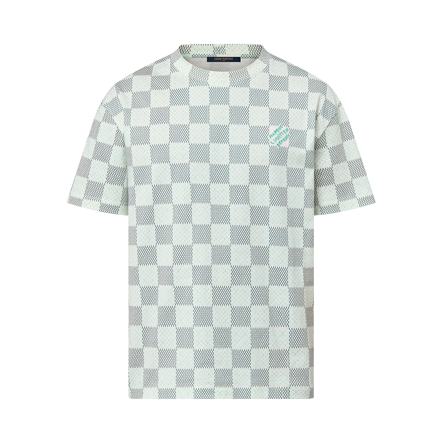 ルイヴィトン ダミエ プリント ショート スリーブコットン Tシャツ 1AFR27