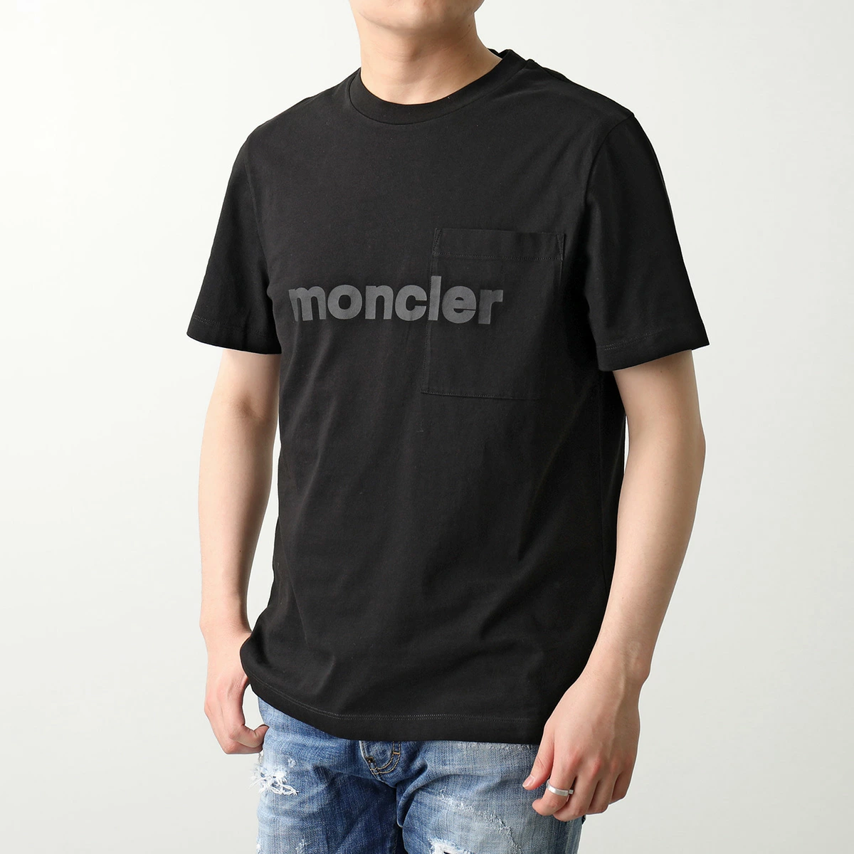 モンクレール 半袖 Tシャツ メンズ ロゴ ロゴT コットン クルーネック 胸ポケット カットソー  8C00036 829H8 999
