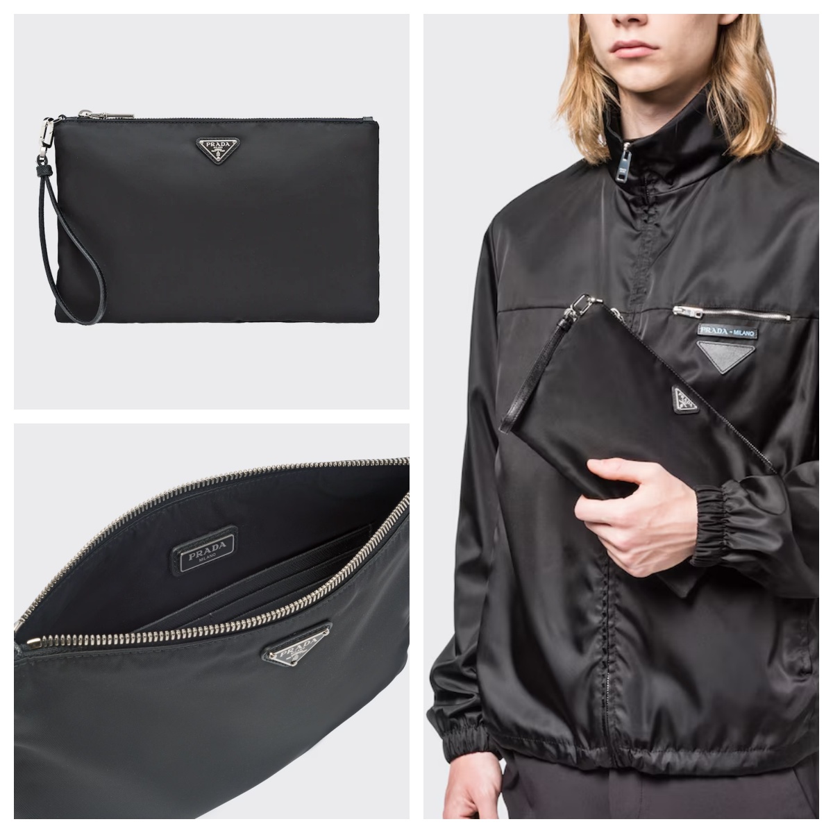 プラダ Re-Nylon xサフィアーノレザー ポーチ 2NH006_2DMH_F0002