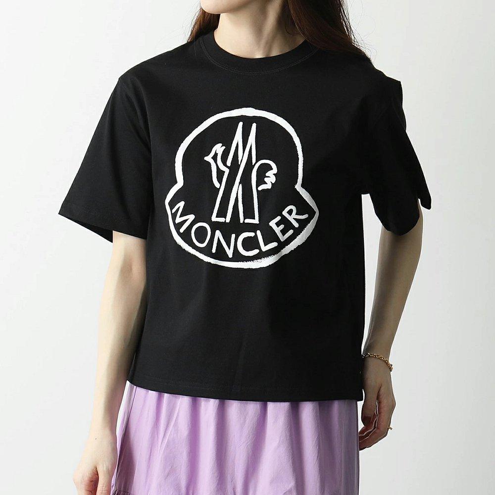 モンクレール 半袖 Tシャツ レディース クルーネック コットン カットソー ロゴT 8C00009 829FB