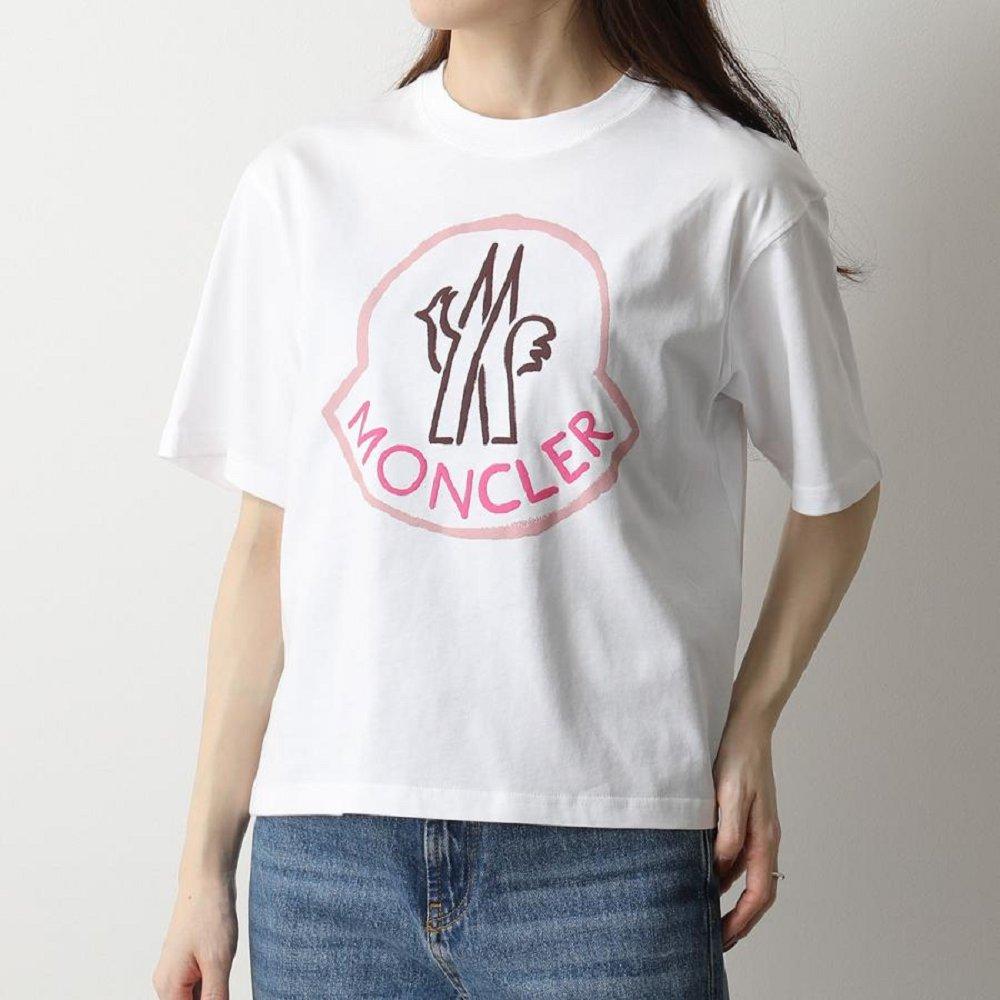 モンクレール 半袖 Tシャツ レディース クルーネック コットン カットソー ロゴT 8C00009 829FB
