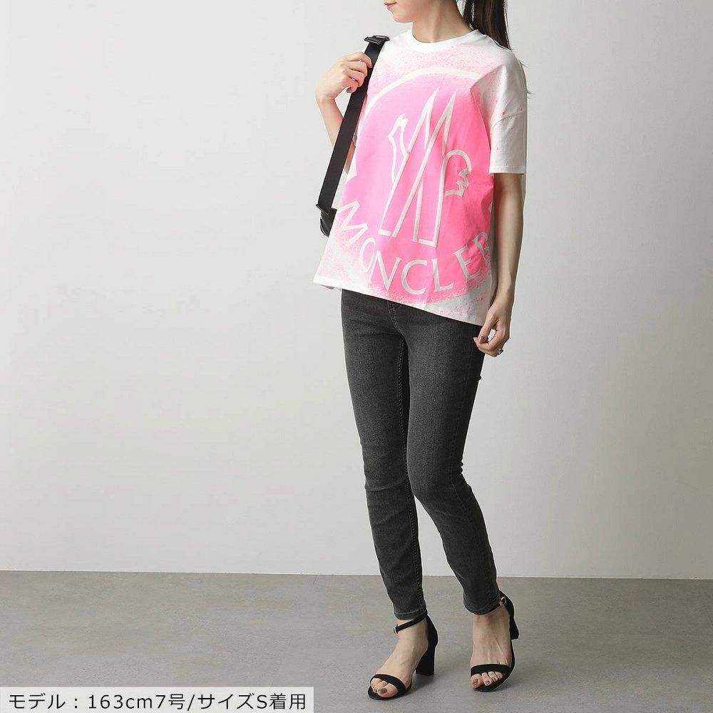 モンクレール Tシャツ 半袖 カットソー ロゴ コットン ペイントデザイン クルーネック レディース 8C7B310 829FB
