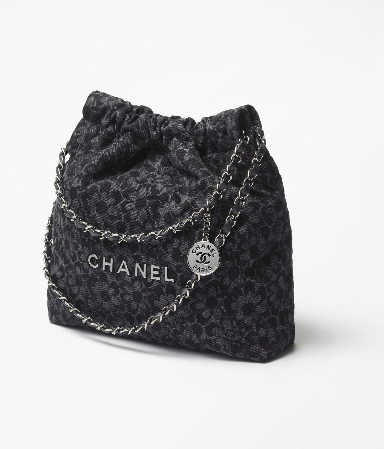 CHANEL 22 スモール シックなデニム カメリア柄 ハンドバッグ AS3260 B18133 94305