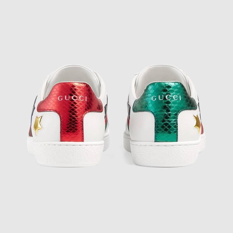 GUCCI スター ハートエンブロイダリー付き レザースニーカー 454562 DOP50 9076