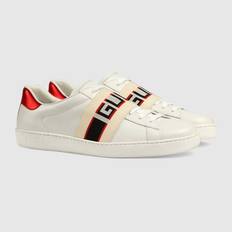 グッチ GUCCI ストライプ レザー スニーカー 523469 0FIV0 9091