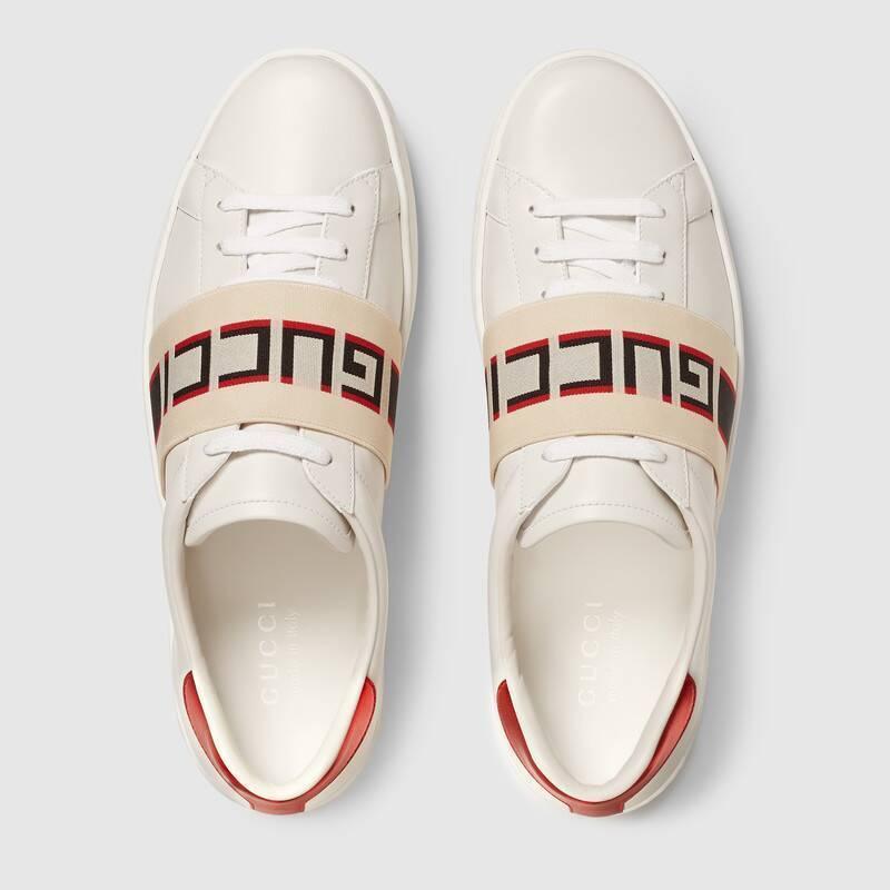 グッチ GUCCI ストライプ レザー スニーカー 523469 0FIV0 9091