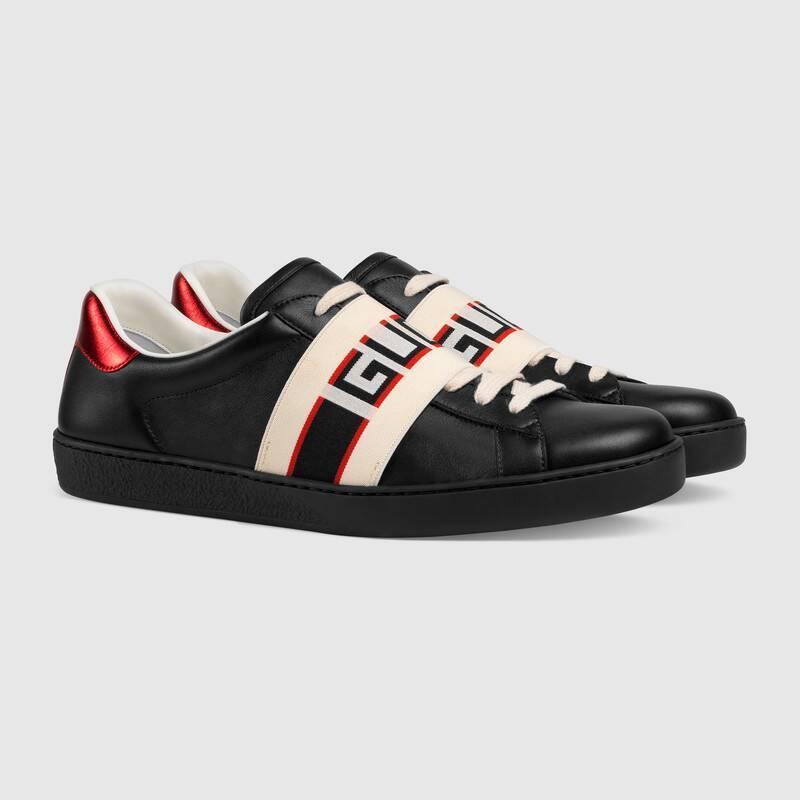 グッチ GUCCI ストライプ レザー スニーカー 523469 0FIV0 1076