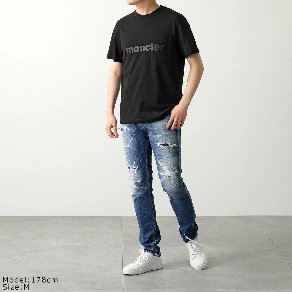 モンクレール 半袖 Tシャツ メンズ ロゴ ロゴT コットン クルーネック 胸ポケット カットソー  8C00036 829H8 999