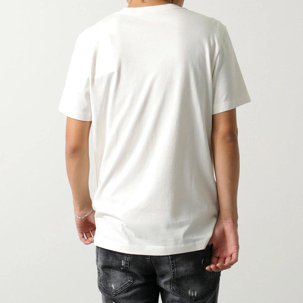 モンクレールTシャツ メンズ コットン フロックプリント スタッドパッチ クルーネック ロゴ 8C00007 8390T