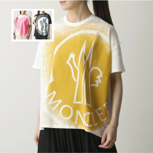 モンクレール Tシャツ 半袖 カットソー ロゴ コットン ペイントデザイン クルーネック レディース 8C7B310 829FB