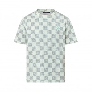 ルイヴィトン ダミエ プリント ショート スリーブコットン Tシャツ 1AFR27