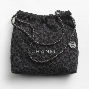 CHANEL 22 スモール シックなデニム カメリア柄 ハンドバッグ AS3260 B18133 94305