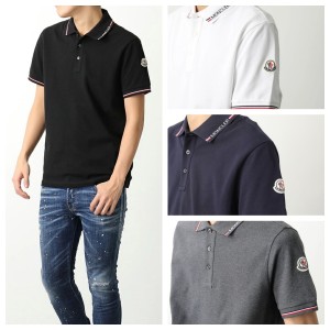 モンクレール ポロシャツ SS POLO メンズ 半袖 アイコンパッチ 鹿の子 ロゴ トリコロールライン 8A00012 84556