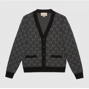 グッチ GG ウール ジャカード カーディガン グレー 761550 XKDK5 1230