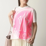 モンクレール Tシャツ 半袖 カットソー ロゴ コットン ペイントデザイン クルーネック レディース 8C7B310 829FB