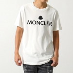 モンクレールTシャツ メンズ コットン フロックプリント スタッドパッチ クルーネック ロゴ 8C00007 8390T