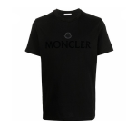 モンクレールTシャツ メンズ コットン フロックプリント スタッドパッチ クルーネック ロゴ 8C00007 8390T
