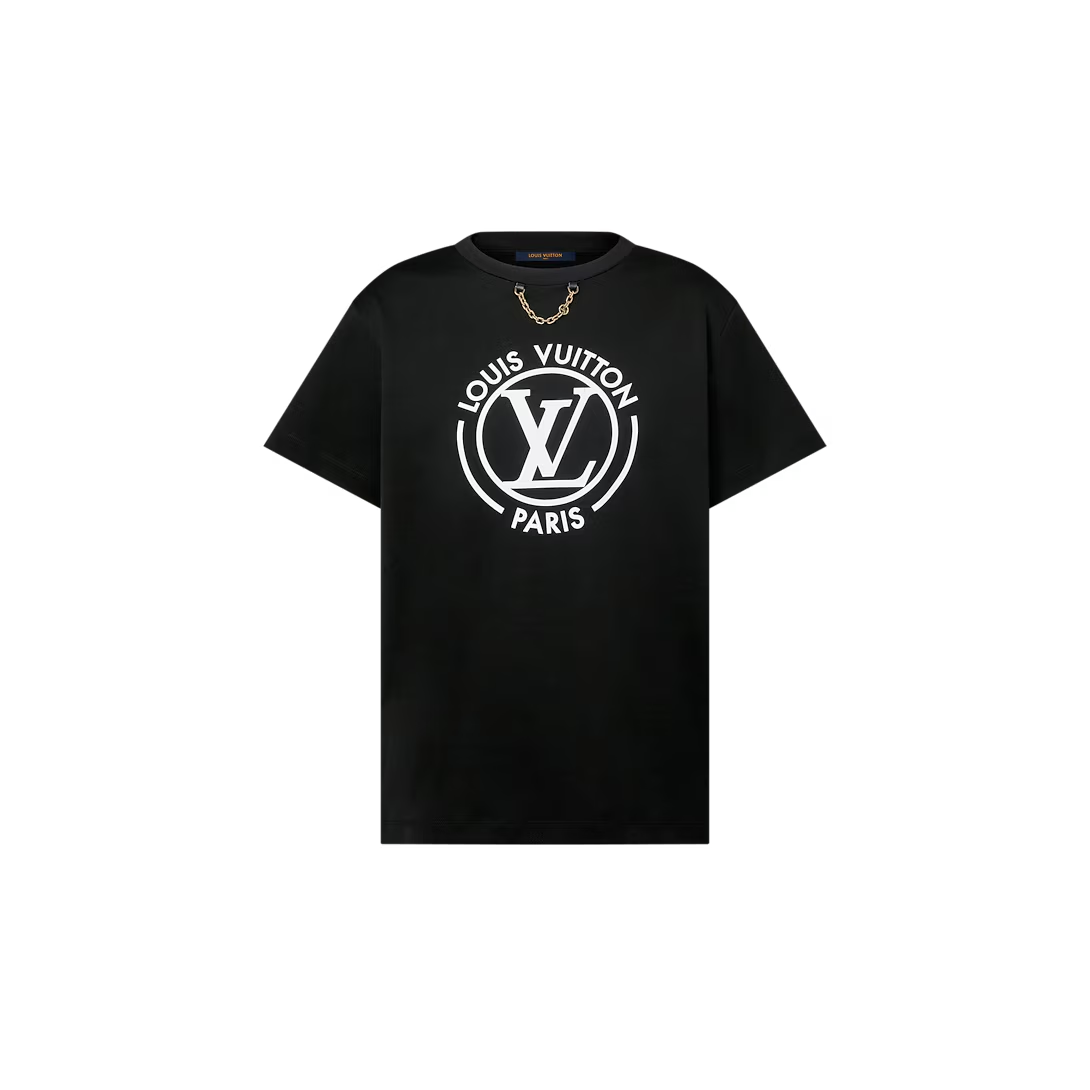 Louis Vuitton後払い フロックLV Tシャツ 黒 チェーン 1AFTUB