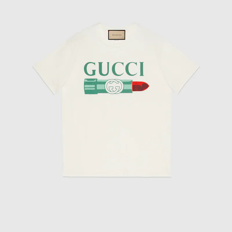 GUCCI リップスティック プリント コットン Tシャツ 17422 XJFHT 9095