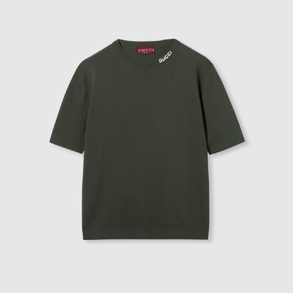 グッチ インターシャ シルクコットン ニット Tシャツ ‎787736 XKD2A 3058