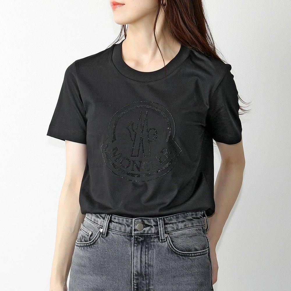 モンクレール 半袖 Tシャツ レディース アイコン ラインストーン装飾 ラウンドネック カットソー 8C00008 829FB