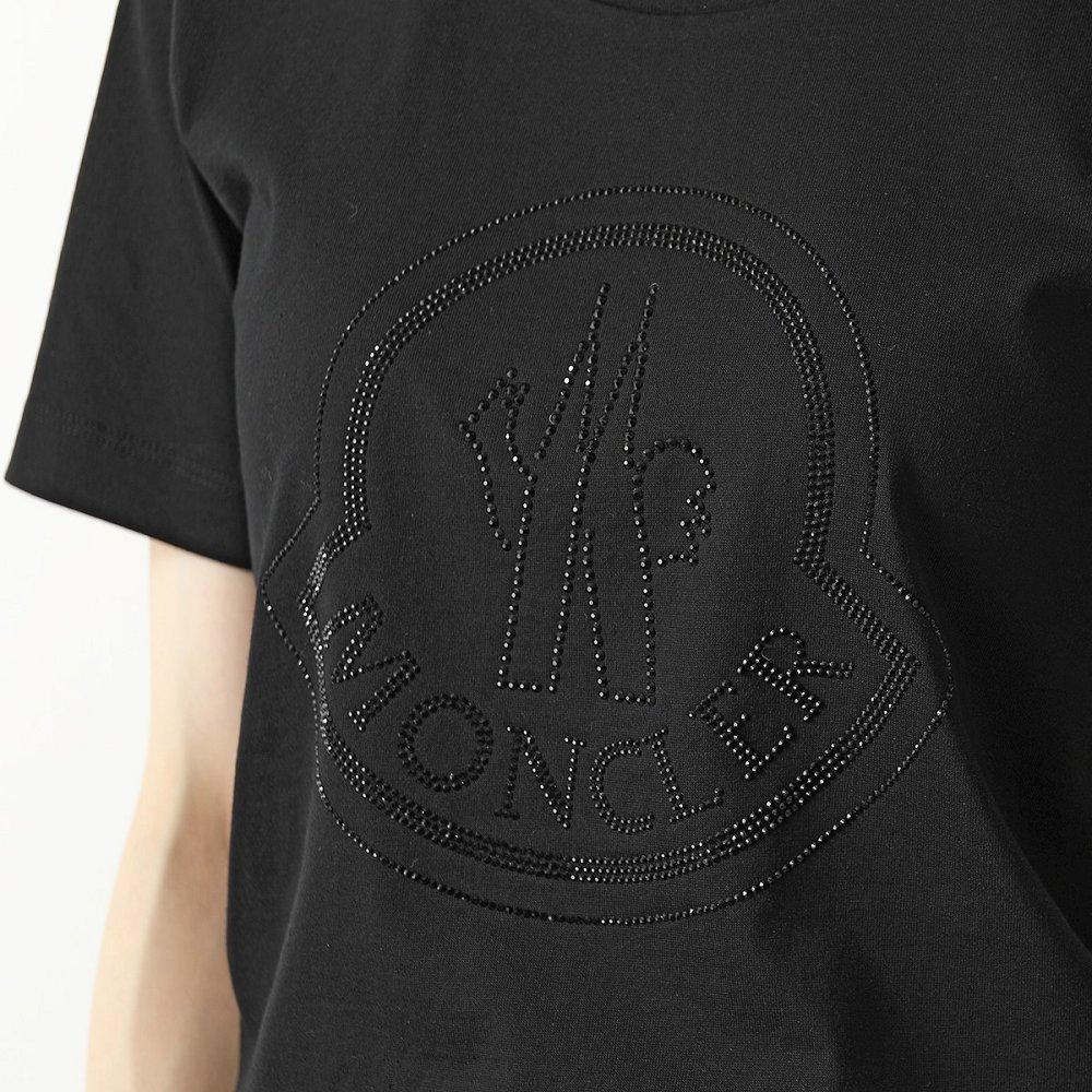 モンクレール 半袖 Tシャツ レディース アイコン ラインストーン装飾 ラウンドネック カットソー 8C00008 829FB
