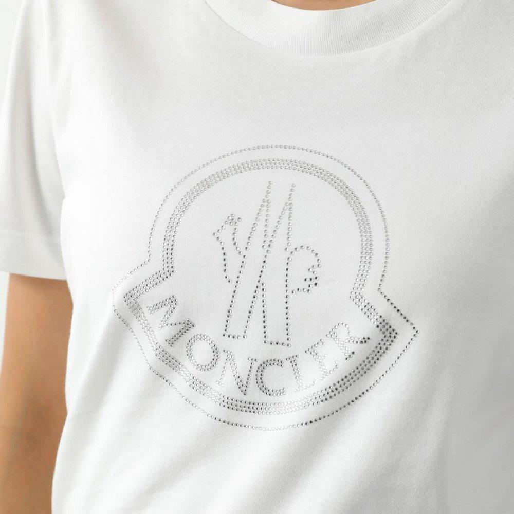 モンクレール 半袖 Tシャツ レディース アイコン ラインストーン装飾 ラウンドネック カットソー 8C00008 829FB