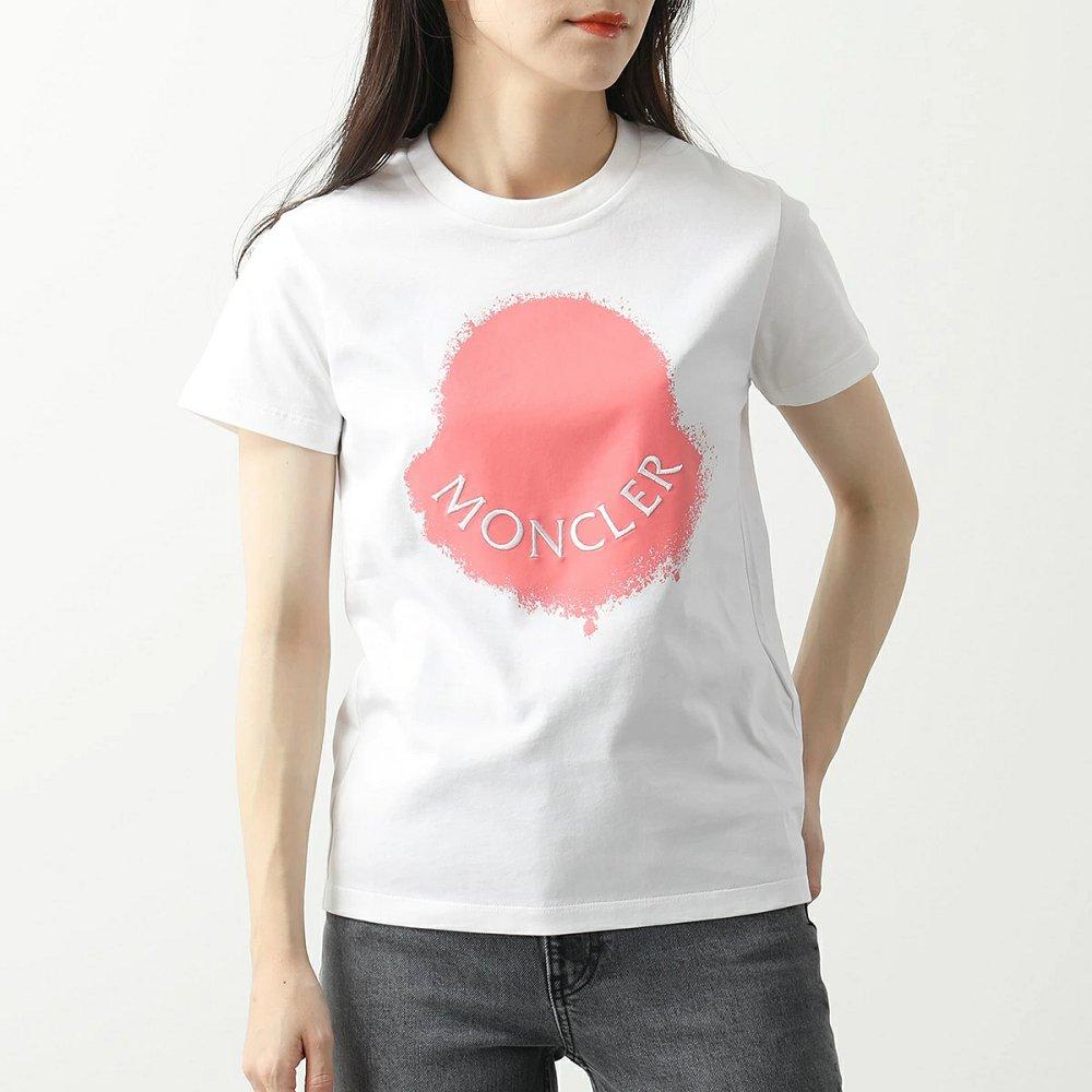 モンクレール代引き Tシャツ レディース 半袖 クルーネック カットソー ロゴ刺繍 アイコン ロゴT コットン 8C00014 829HP