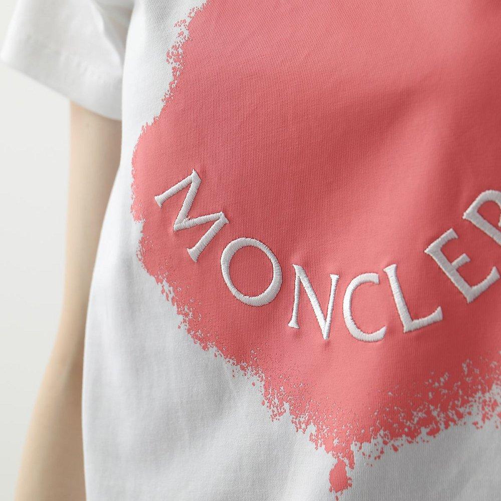 モンクレール代引き Tシャツ レディース 半袖 クルーネック カットソー ロゴ刺繍 アイコン ロゴT コットン 8C00014 829HP