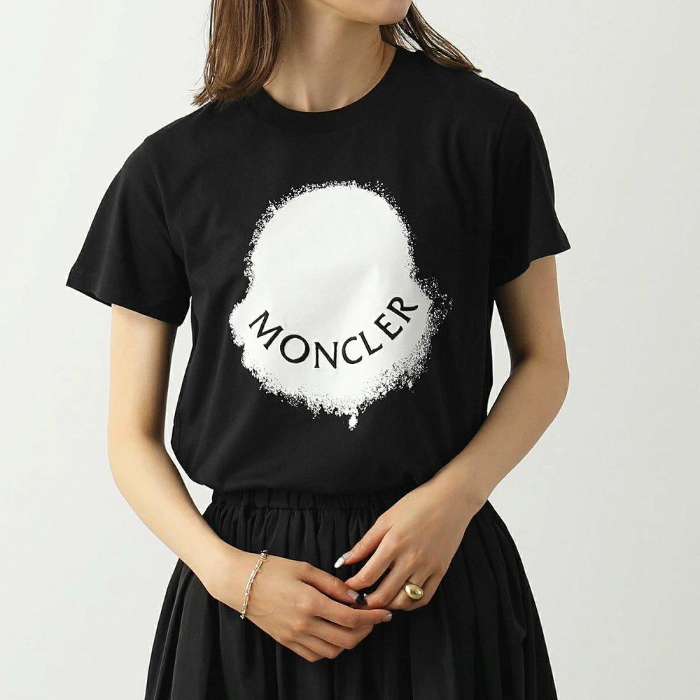 モンクレール代引き Tシャツ レディース 半袖 クルーネック カットソー ロゴ刺繍 アイコン ロゴT コットン 8C00014 829HP