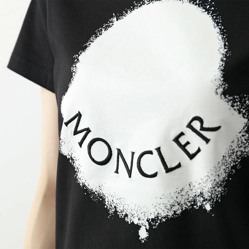 モンクレール代引き Tシャツ レディース 半袖 クルーネック カットソー ロゴ刺繍 アイコン ロゴT コットン 8C00014 829HP