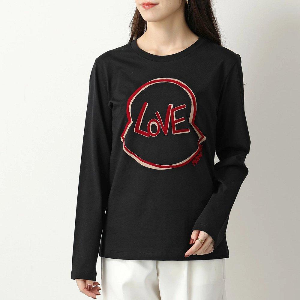 モンクレール Tシャツ レディース 長袖 フロッキープリント ロゴT ロンT カットソー クルーネック コットン 8D00005 829FB 999