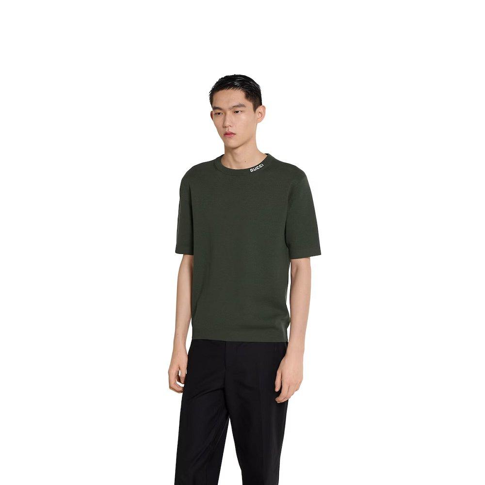 グッチ インターシャ シルクコットン ニット Tシャツ ‎787736 XKD2A 3058