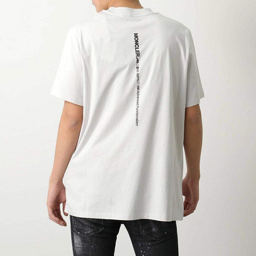 モンクレール マットブラック 半袖 Tシャツ 8C00007 829H8 メンズ カットソー クルーネック コットン ラバーロゴパッチ ロゴT