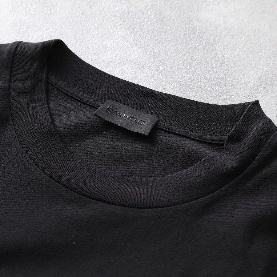 モンクレール マットブラック 半袖 Tシャツ 8C00007 829H8 メンズ カットソー クルーネック コットン ラバーロゴパッチ ロゴT