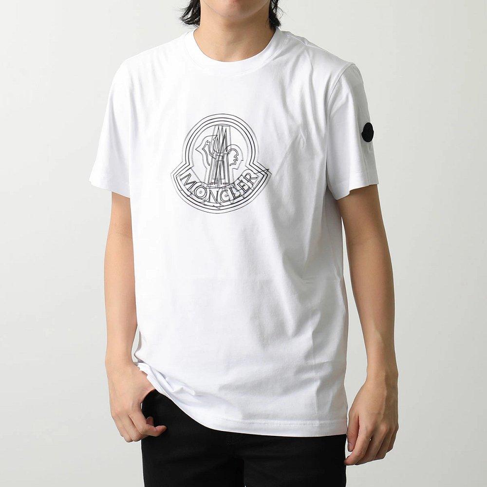 モンクレール マットブラック 半袖 Tシャツ メンズ コットン ロゴ クルーネック 8C00028 89A17