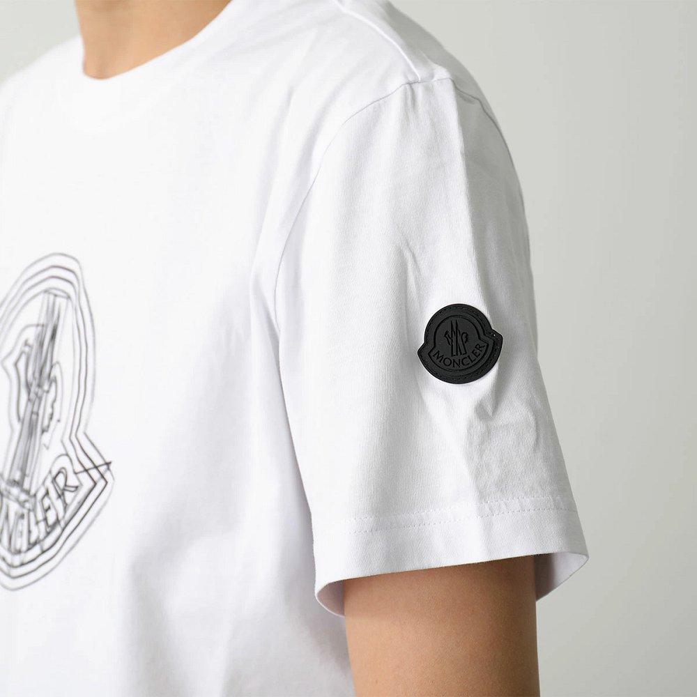 モンクレール マットブラック 半袖 Tシャツ メンズ コットン ロゴ クルーネック 8C00028 89A17
