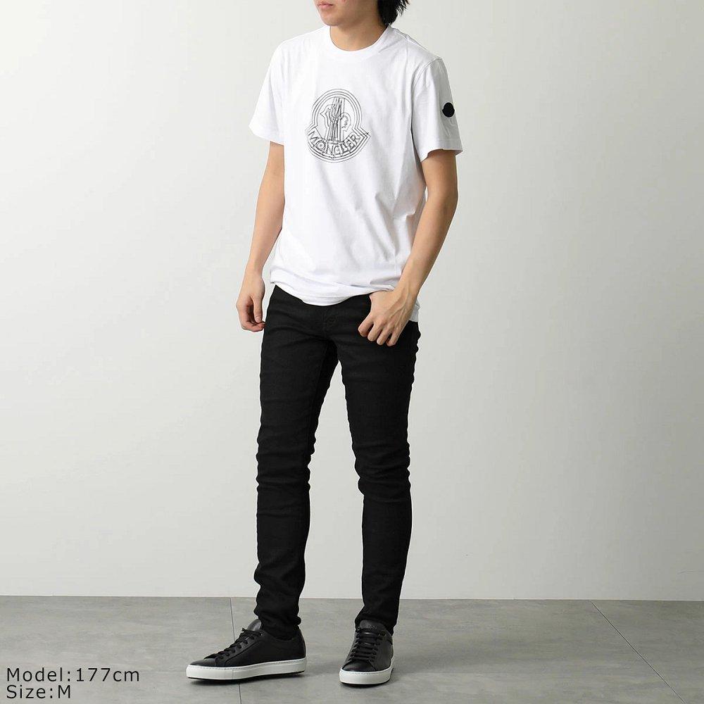 モンクレール マットブラック 半袖 Tシャツ メンズ コットン ロゴ クルーネック 8C00028 89A17