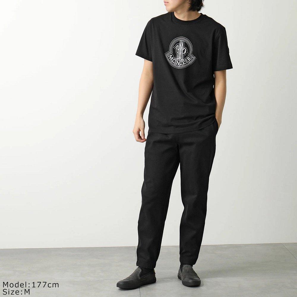 モンクレール マットブラック 半袖 Tシャツ メンズ コットン ロゴ クルーネック 8C00028 89A17