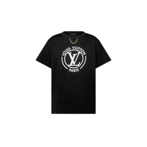 Louis Vuitton後払い フロックLV Tシャツ 黒 チェーン 1AFTUB