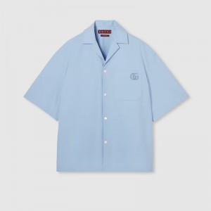 グッチ エンブロイダリー付き コットンポプリン シャツ 810604 Z7AUX 4850