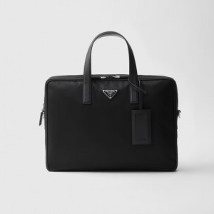 プラダ Re-Nylon xサフィアーノレザー ブリーフケース 2VE005_2DMH_F0002_V_XOO