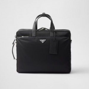 プラダ Re-Nylon xサフィアーノレザー ブリーフケース 2VE015_2DMH_F0002_V_XOO