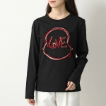 モンクレール Tシャツ レディース 長袖 フロッキープリント ロゴT ロンT カットソー クルーネック コットン 8D00005 829FB 999