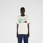 GUCCI リップスティック プリント コットン Tシャツ 17422 XJFHT 9095
