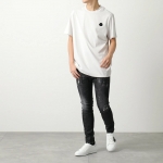 モンクレール マットブラック 半袖 Tシャツ 8C00007 829H8 メンズ カットソー クルーネック コットン ラバーロゴパッチ ロゴT