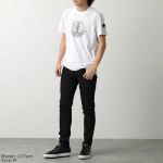 モンクレール マットブラック 半袖 Tシャツ メンズ コットン ロゴ クルーネック 8C00028 89A17